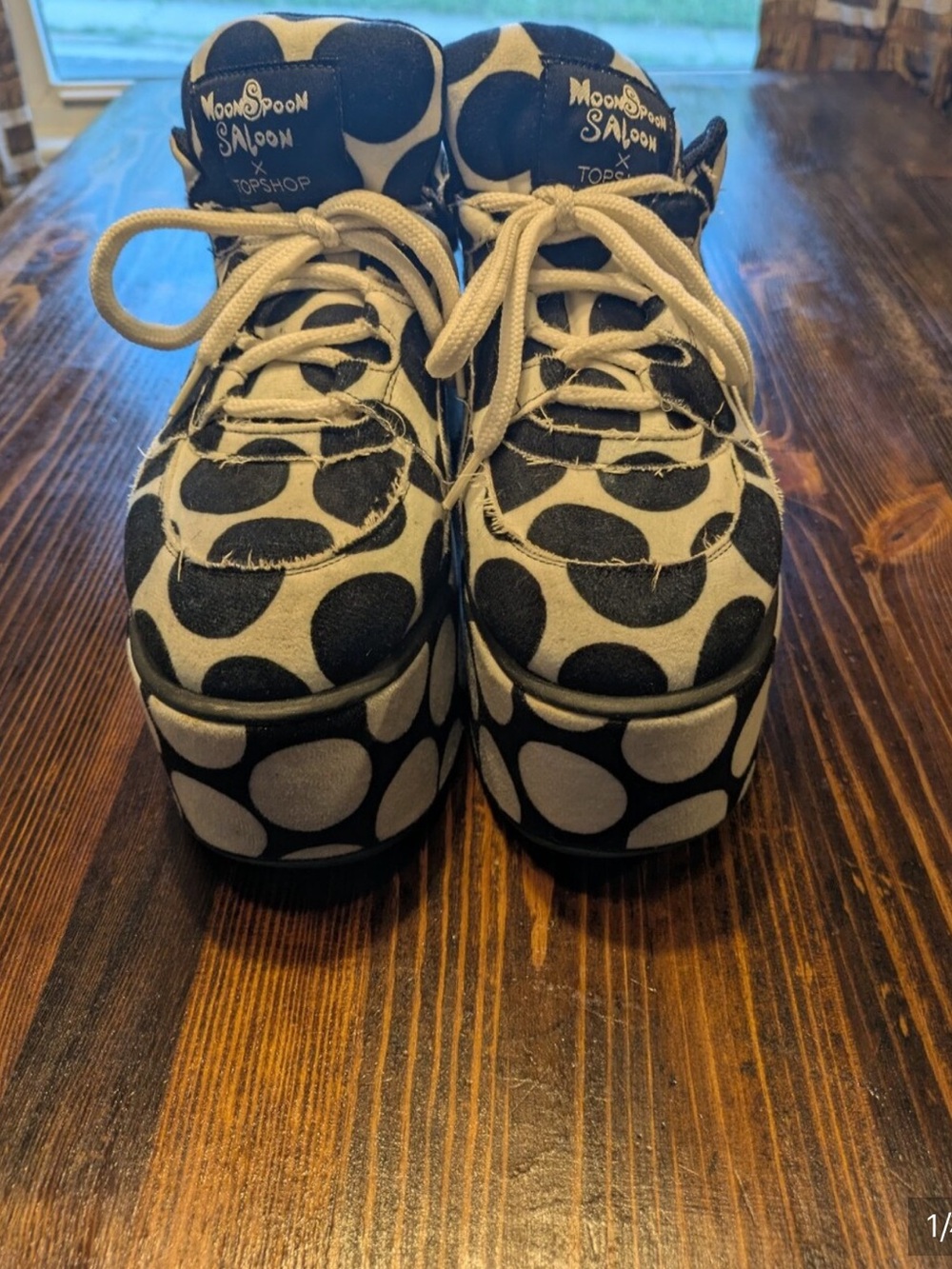 Buffalo Black and White Polka Dot Platform Sneakers